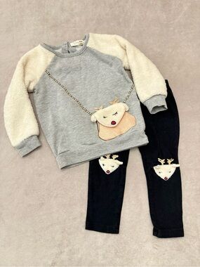 Jessica Simpson Baby Girls Reindeer Purse Sweatshirt & Leggings Set 18 Months